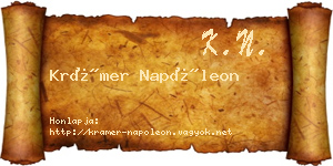 Krámer Napóleon névjegykártya